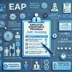 Illustration of Employee Assistance Program (EAP) claims processing showing benefit tracking separate from standard insurance claims