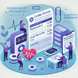 Illustration of healthcare professionals managing prior authorizations for cardiac procedures with tracking and submission timeline